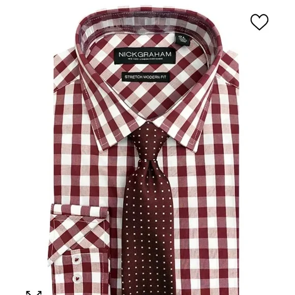 burgundy gingham dress shirt Rainwater's 120's Two Ply Cotton Burgundy Gingham Dress Shirt main image 1